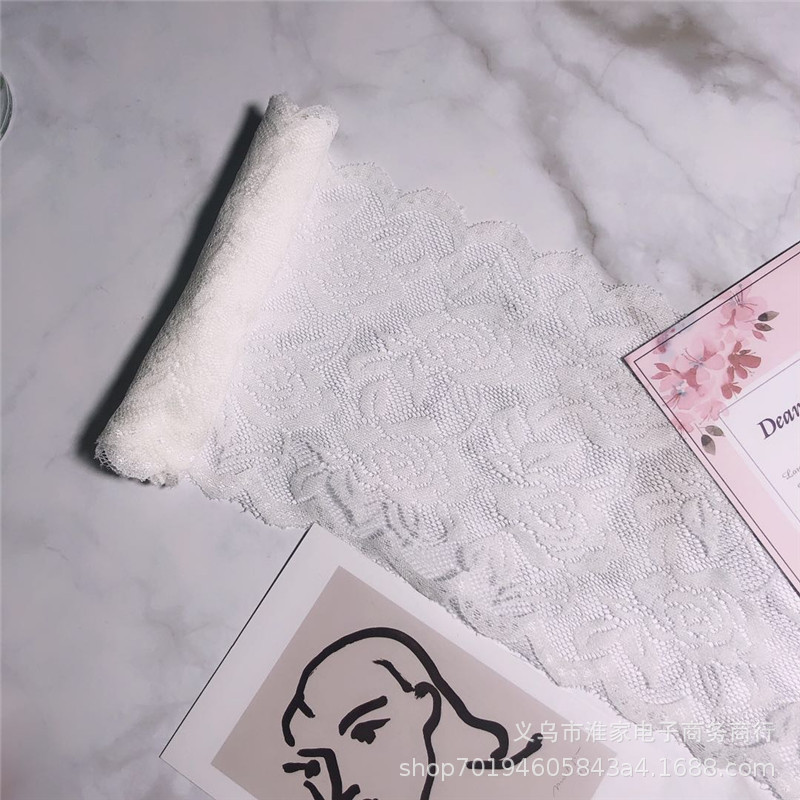 Factory direct sales and immediate supply of elastic lace, nylon 15 cm, spandex lace soft underwear fabric pic 9