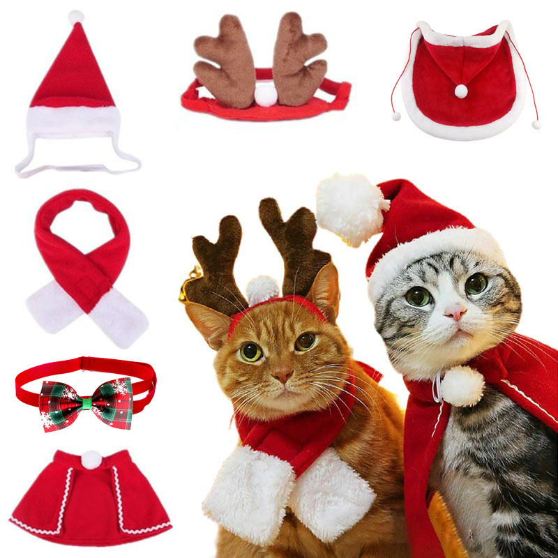 Christmas pet scarves, cat and dog hats, headwear, scarves, capes, transformation outfits, hair bands, cloaks, Christmas costumes pic 1