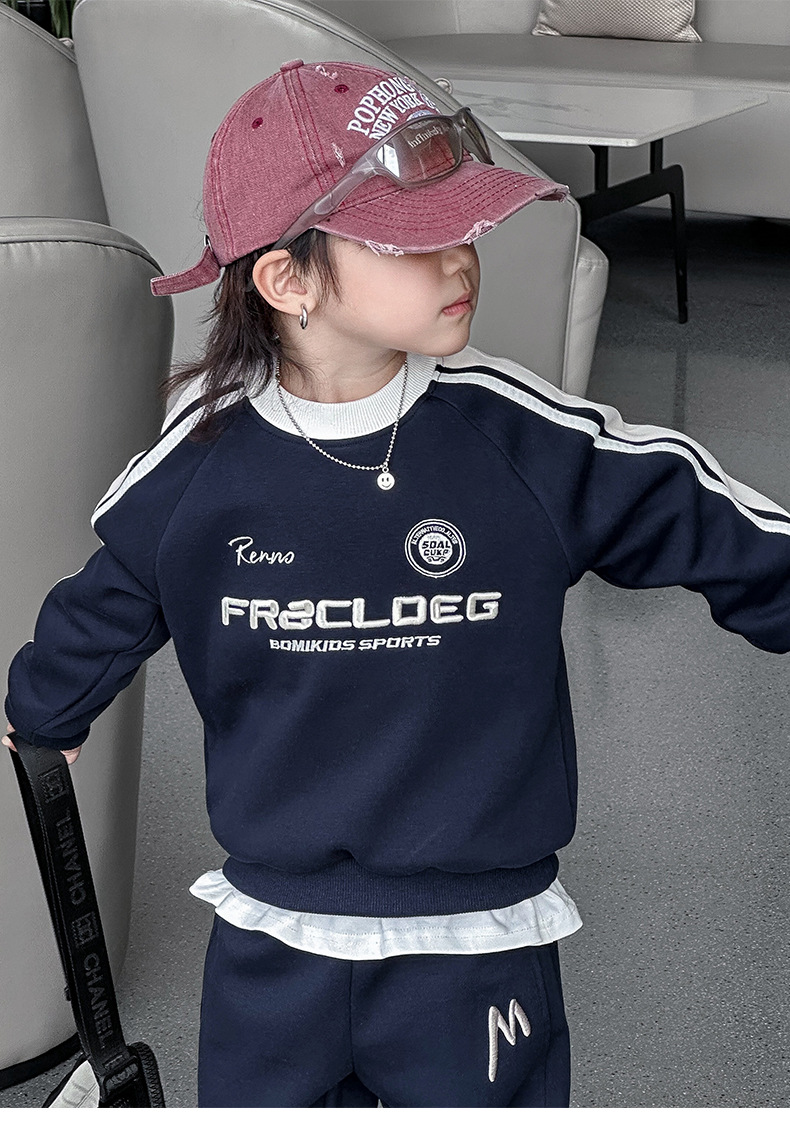 男童卫衣春秋款儿童秋装2024新款男孩秋季套头上衣机车风痞帅童装详情3