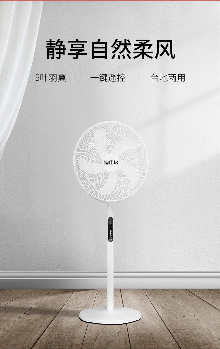 迪佳尔落地扇台式两用16寸电风扇节能省电静音遥控款电商礼品批发详情2