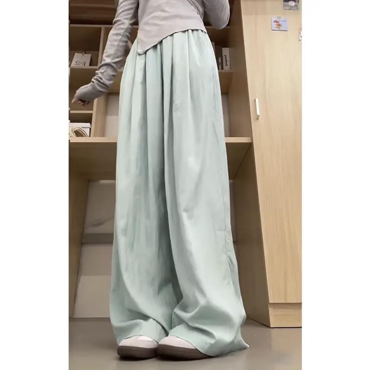 高级感白色奶芙裤醋酸山本裤女春夏奶油日系慵懒休闲阔腿裤拖地裤详情42