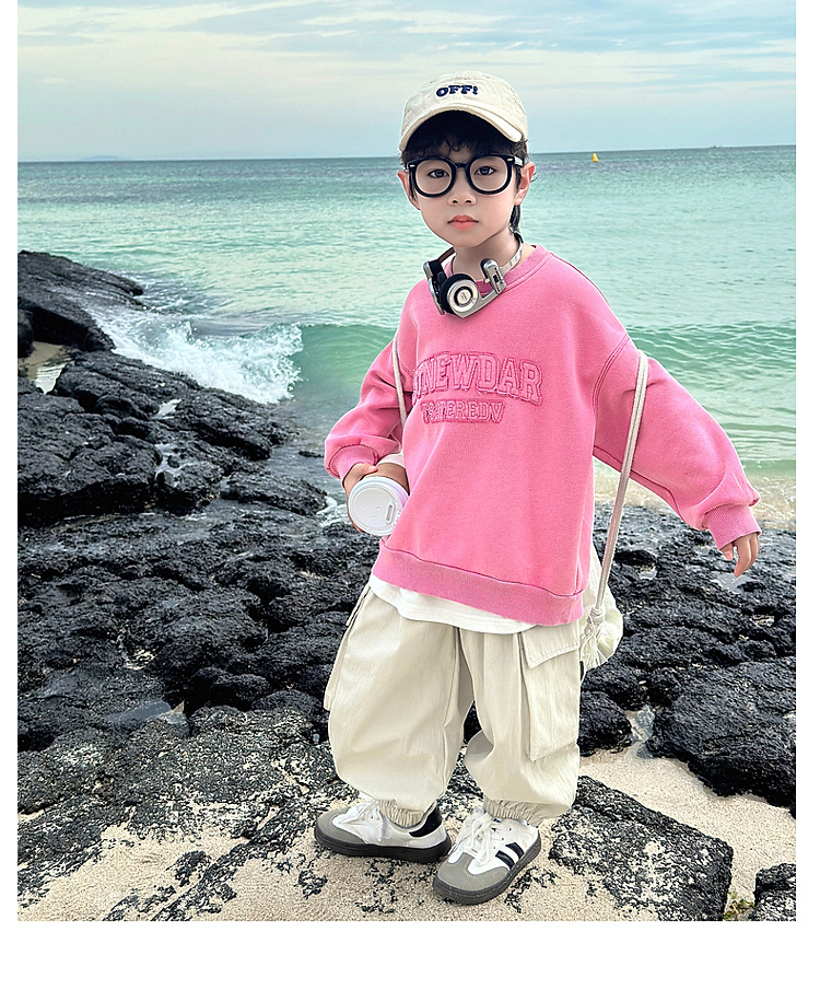 男童卫衣秋装2024新款儿童春秋款粉色长袖上衣男孩秋季宽松帅气潮详情18