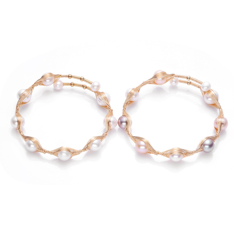High-end natural freshwater pearl jewelry from Japan and South Korea, 14K gold-plated wound bracelet, eight-pearl hand-wound bracelet pic 9