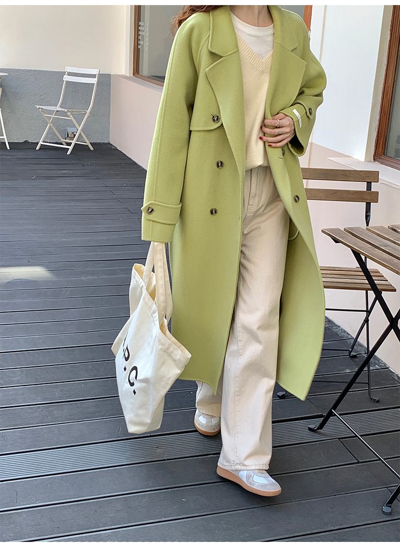 Q469 Dongdaemun Double-sided Cashmere Coat Korean version Autumn and Winter New Style Wool Tie suit collar woolen coat for women pic 28