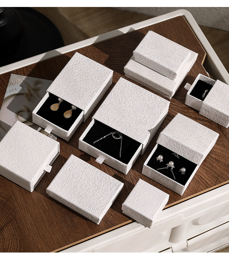 In-stock, direct shipment, hand-rubbed jewelry packaging box, light luxury and high-end top and bottom cover ring box, accessory storage drawer box pic 15