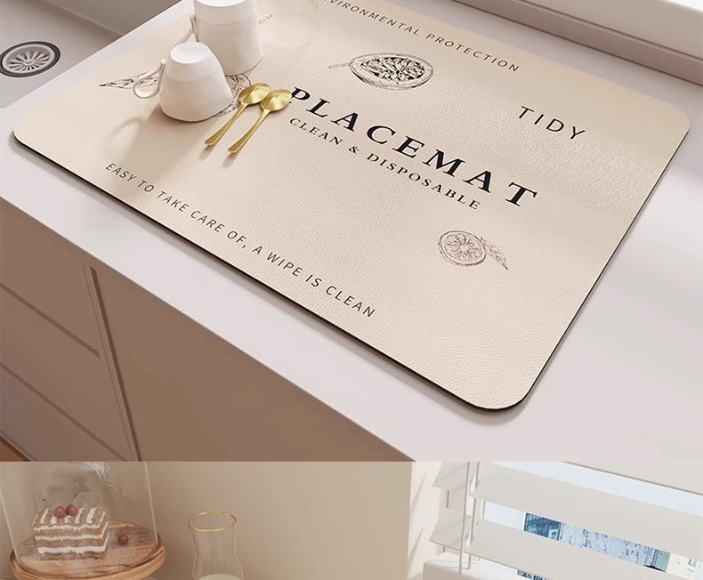 ins风厨房沥水垫吧台桌面吸水硅藻泥垫子家用耐磨可裁剪桌面杯垫详情6