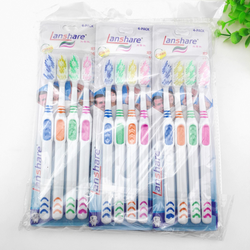 D2145 Four toothbrushes for adults, household, travel, fine filaments, soft bristles, clean, Yiwu 2-yuan store, department store wholesale pic 2