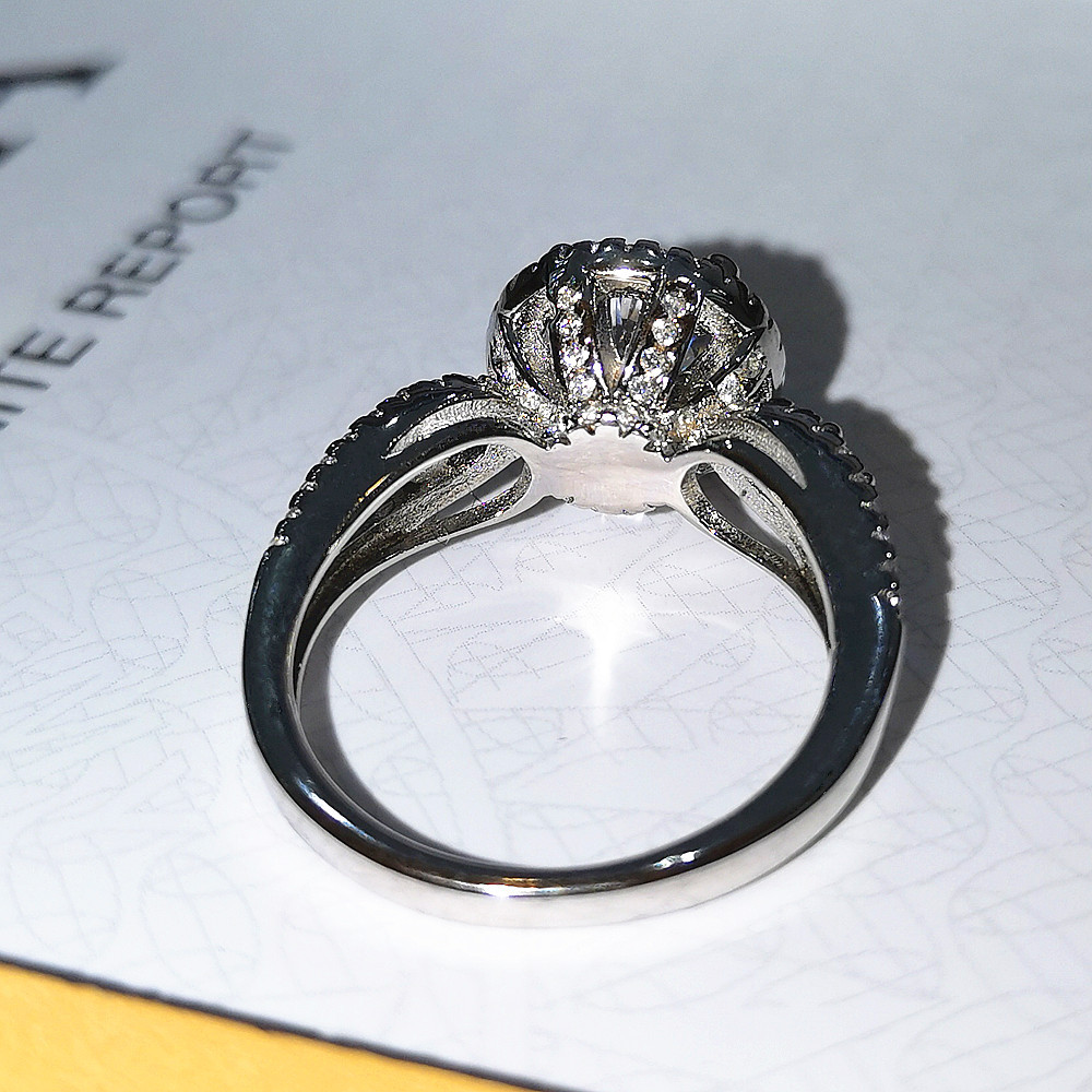 European and American foreign trade light luxury full diamond pure silver ring, crown, 2-carat gas moissanite, wedding and year-end party gift distribution pic 16