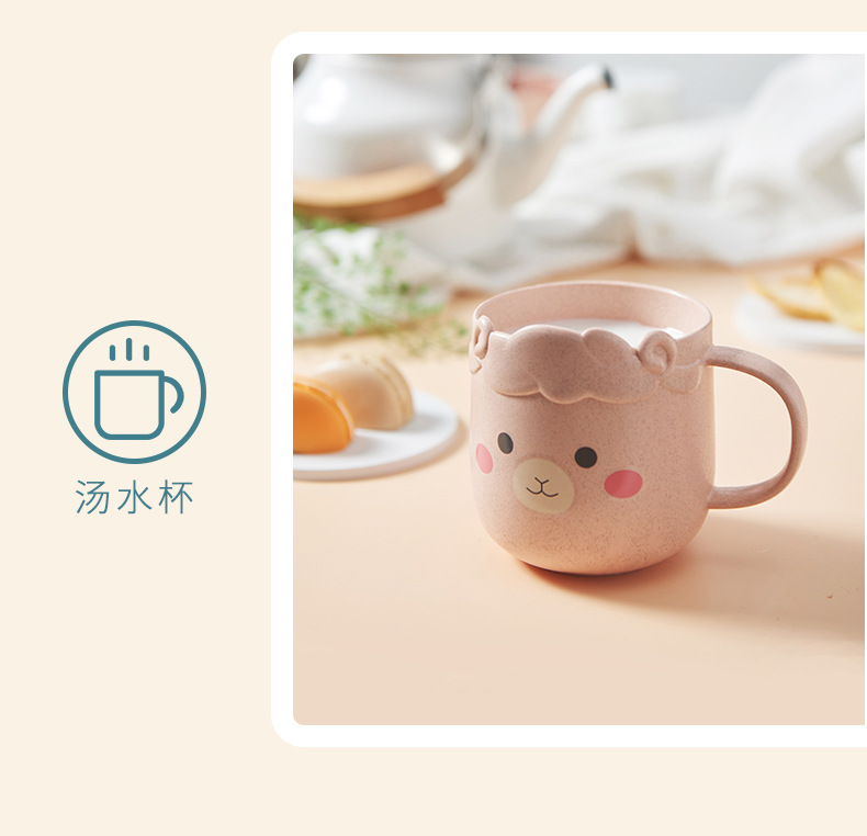 创意卡通碗勺叉杯子五件套儿童餐具竹纤维儿童分格餐盘餐具套装详情5