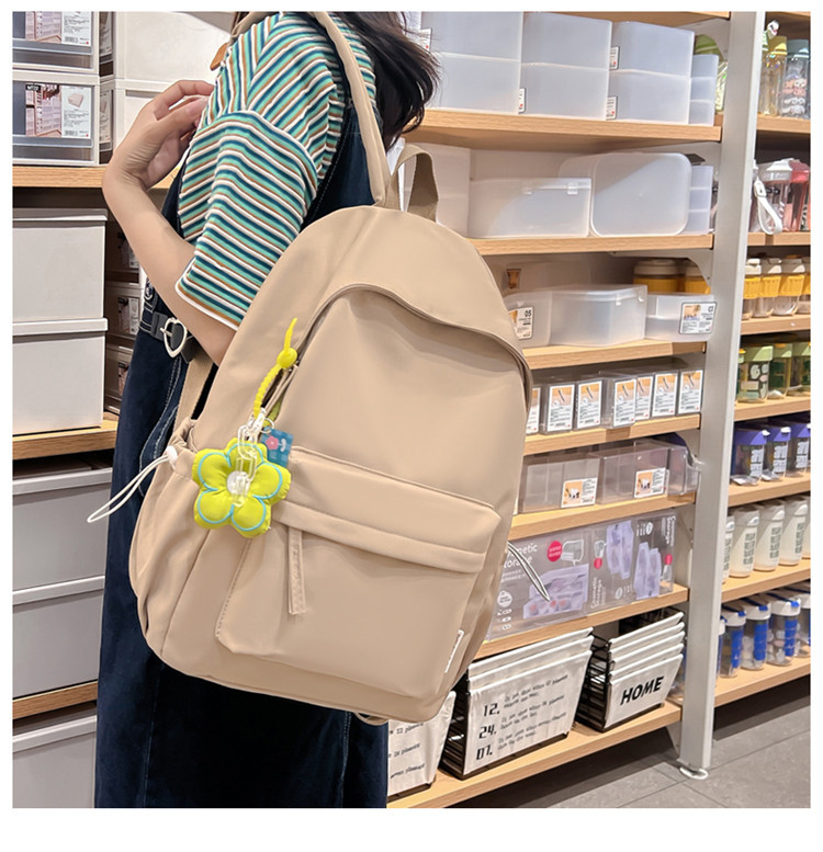 高颜值小清新ins纯色书包大学生背包新款初中高中生大容量双肩包详情9