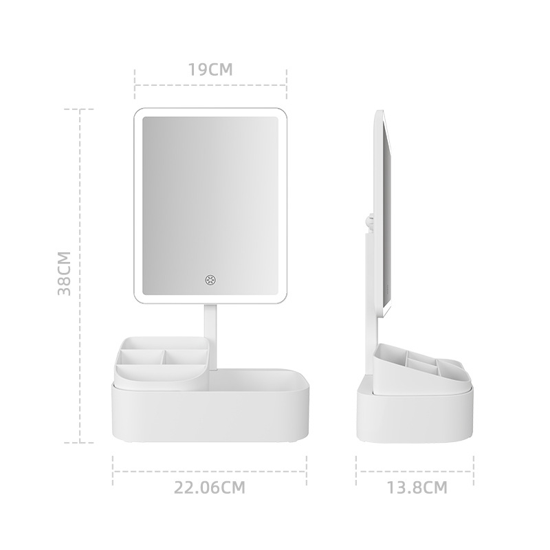 桌面化妆镜 LED灯台式美妆镜三色调节补光灯镜子智能充电创意灯镜详情14