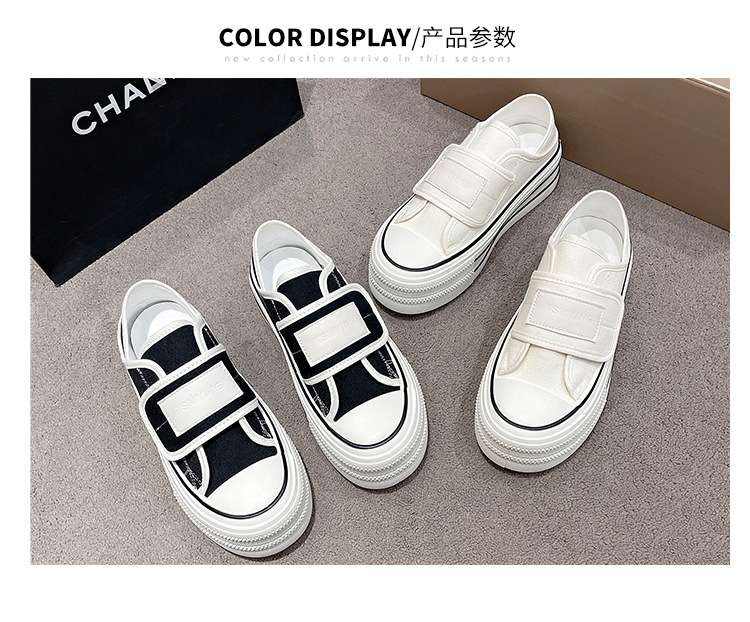 厚底两穿小白鞋女2024夏季新款一脚蹬懒人鞋增高半拖魔术贴帆布鞋详情2