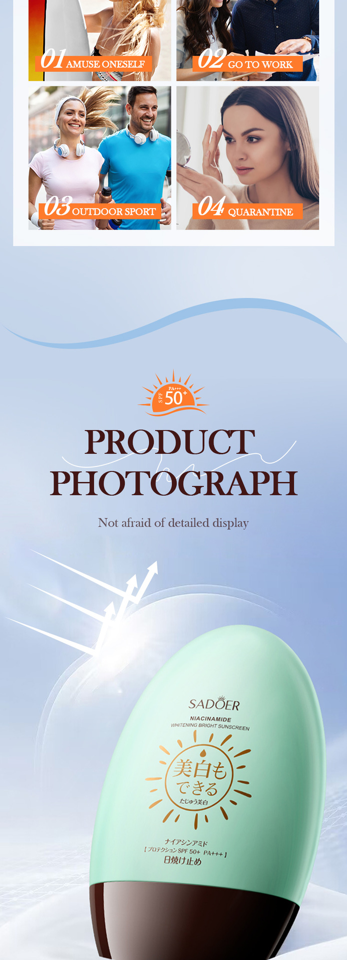 SADOER sunscreen, sunscreen cream and sunscreen lotion, all in English, cross-border export wholesale exclusively for foreign trade pic 23