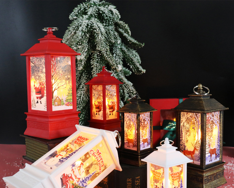 Christmas decoration simulation flame small oil lamp, hand-held wind lamp, creative Christmas gift, shopping mall window display table ornaments pic 1
