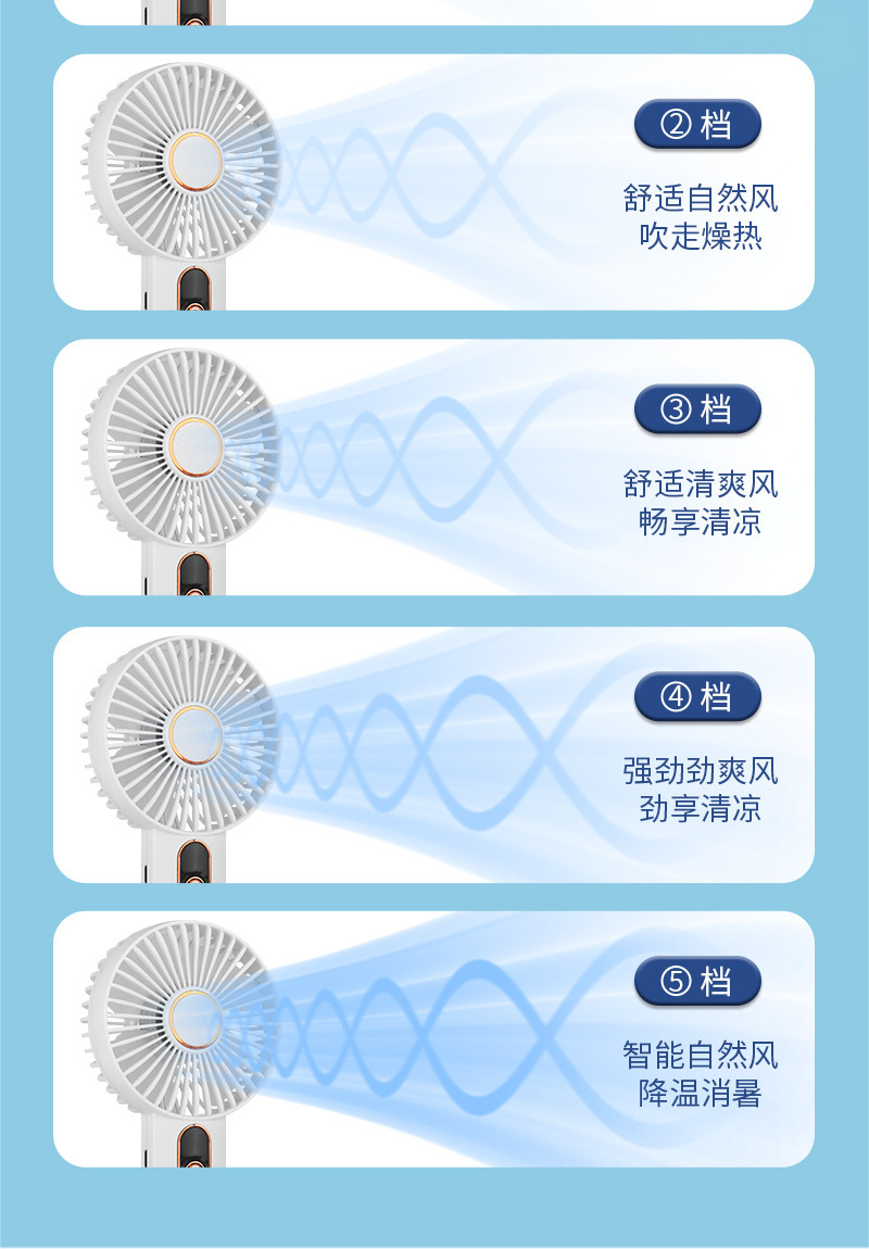 2023新品数显风扇usb充电风扇 手持迷你小型风扇学生夏季降温清凉神器详情7