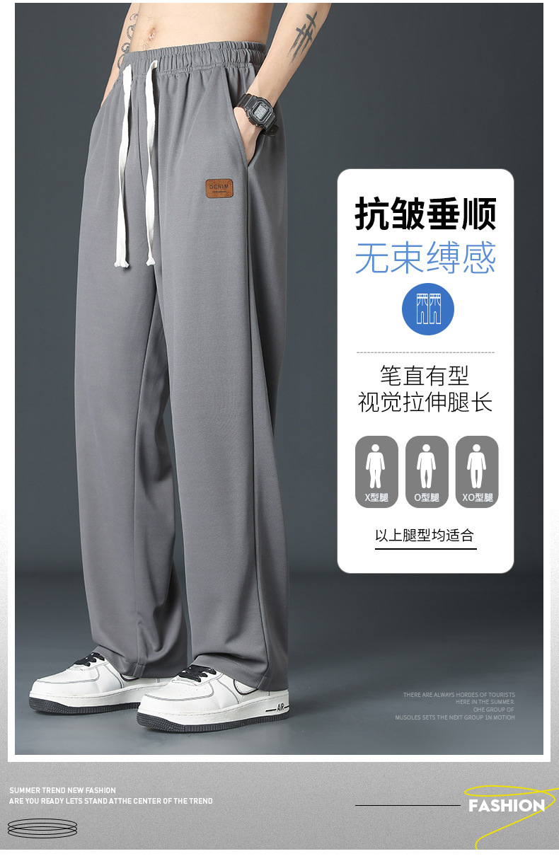 ACU男装|冰丝直筒裤子男薄款2024新品宽松运动裤夏季垂感休闲长裤详情4