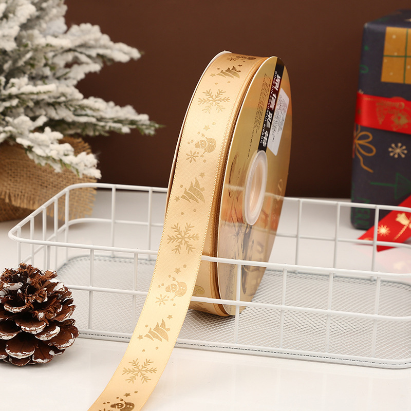 Dingxin Christmas Ribbon Wholesale: 2.5CM Christmas gifts, gold-embossed printed packaging ribbons, Christmas tree ribbons pic 40
