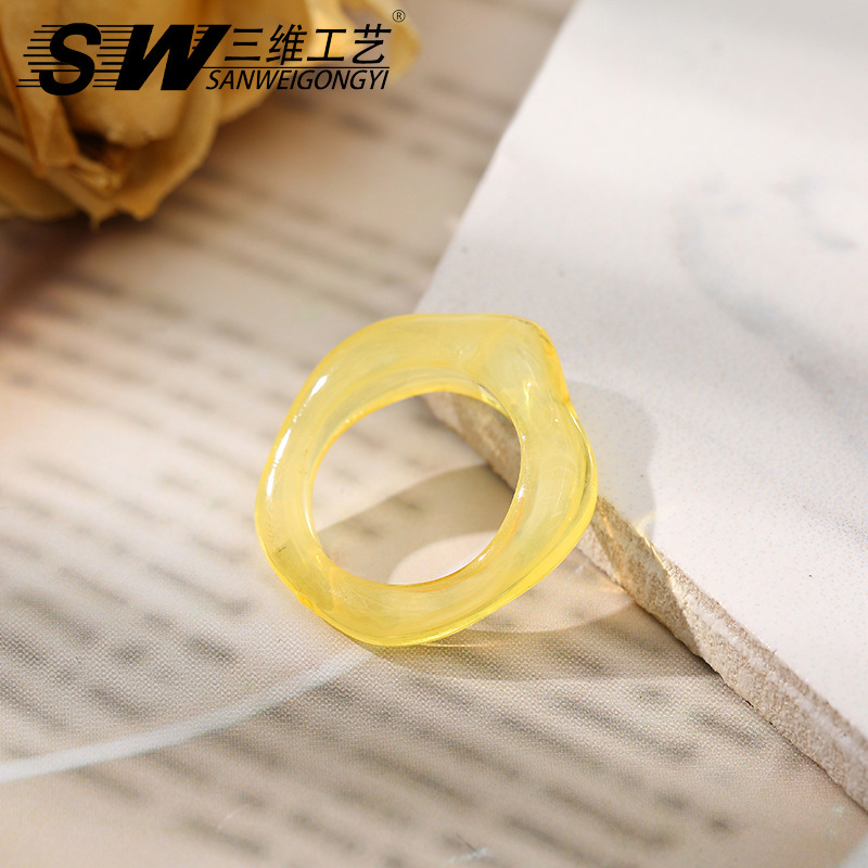 The same resin bright and transparent color ring as Dongdaemun in South Korea, featuring a simple macaron color ring design pic 9