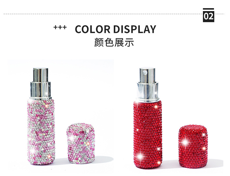 Wholesale of 10ml vacuum-pressed sample bottles for diamond-encrusted perfume, mini spray bottles for makeup and travel pic 3