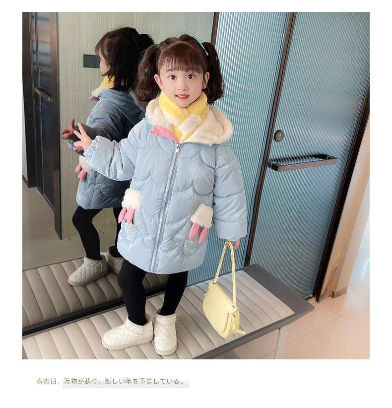 Thickened cotton-padded jacket for girls 2023, stylish deer antler cotton-padded jacket, long coat for little girls, winter cartoon cotton-padded jacket pic 13