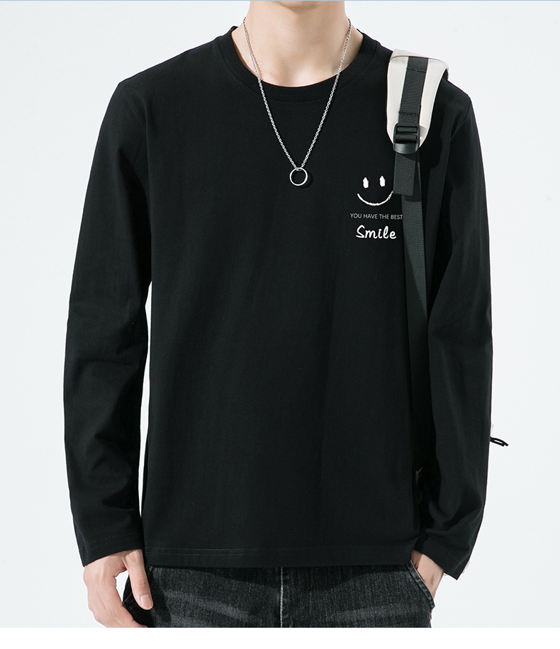 棉质长袖t恤男春秋宽松舒适内搭打底衫青年简约百搭品质上衣男装详情16