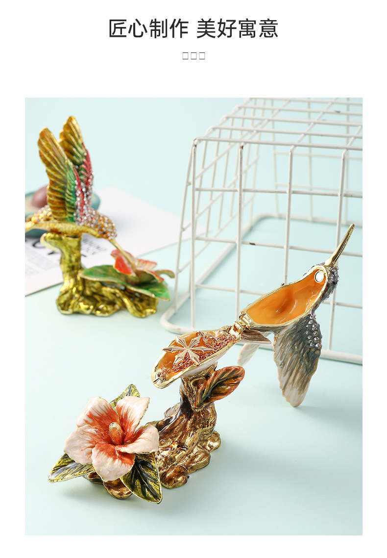 Desktop decorative items, enamel tree stump, eagle light, hand-painted zinc alloy metal handicraft jewelry box manufacturer wholesale pic 15