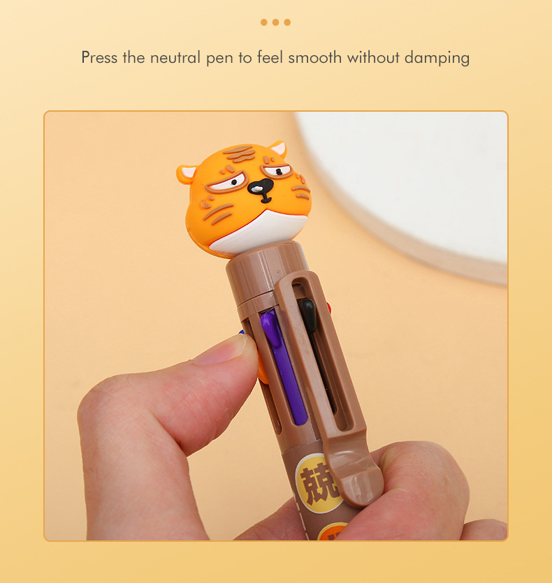 【 Zhongfan Stationery SOFUN】 Co-branded AOWO Tiger Low Center of Gravity st Head Eight-color Press Ballpoint Pen Planner pic 6