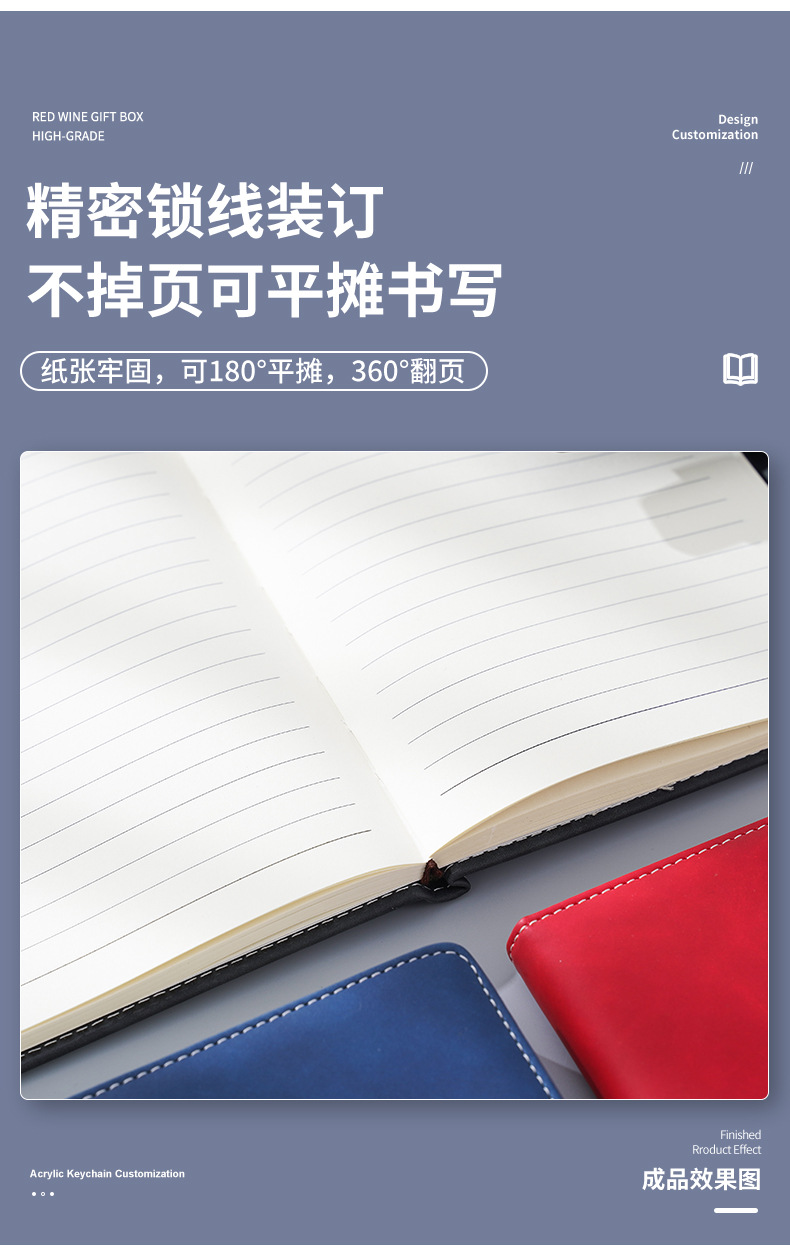 Factory wholesale thickened a5 business notebook with buckle imitation leather notepad, office stationery, record diary set pic 11