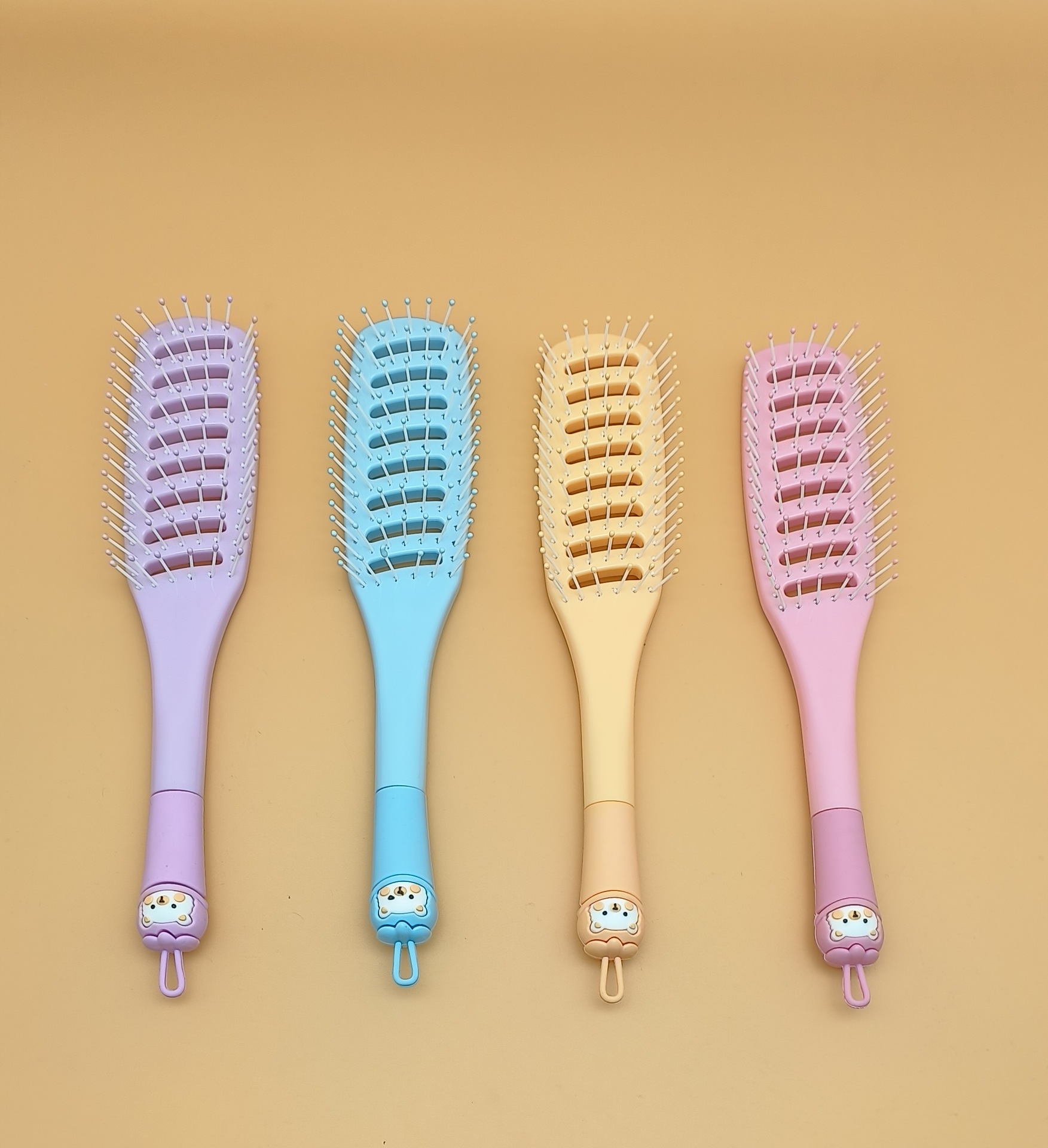 新款女生专用可爱卡通硅胶软头大方头气垫梳 蓬松造型气囊梳圆滚排骨梳 烧烤刷款式梳子详情32