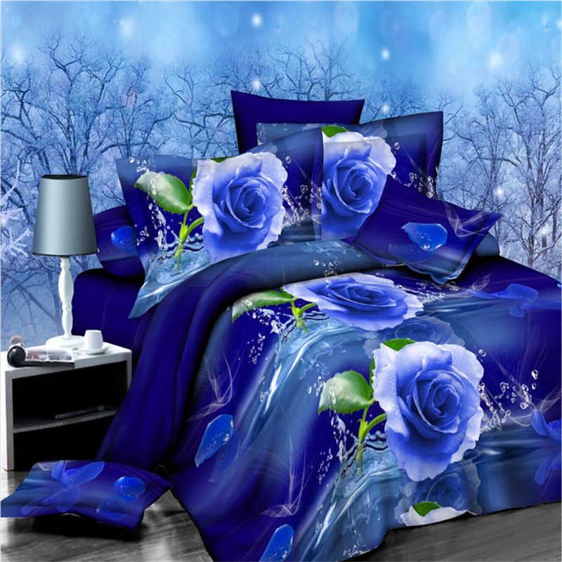 Wholesale of 3D four-piece sets of printed bedding for export with active brushed large patterns pic 15