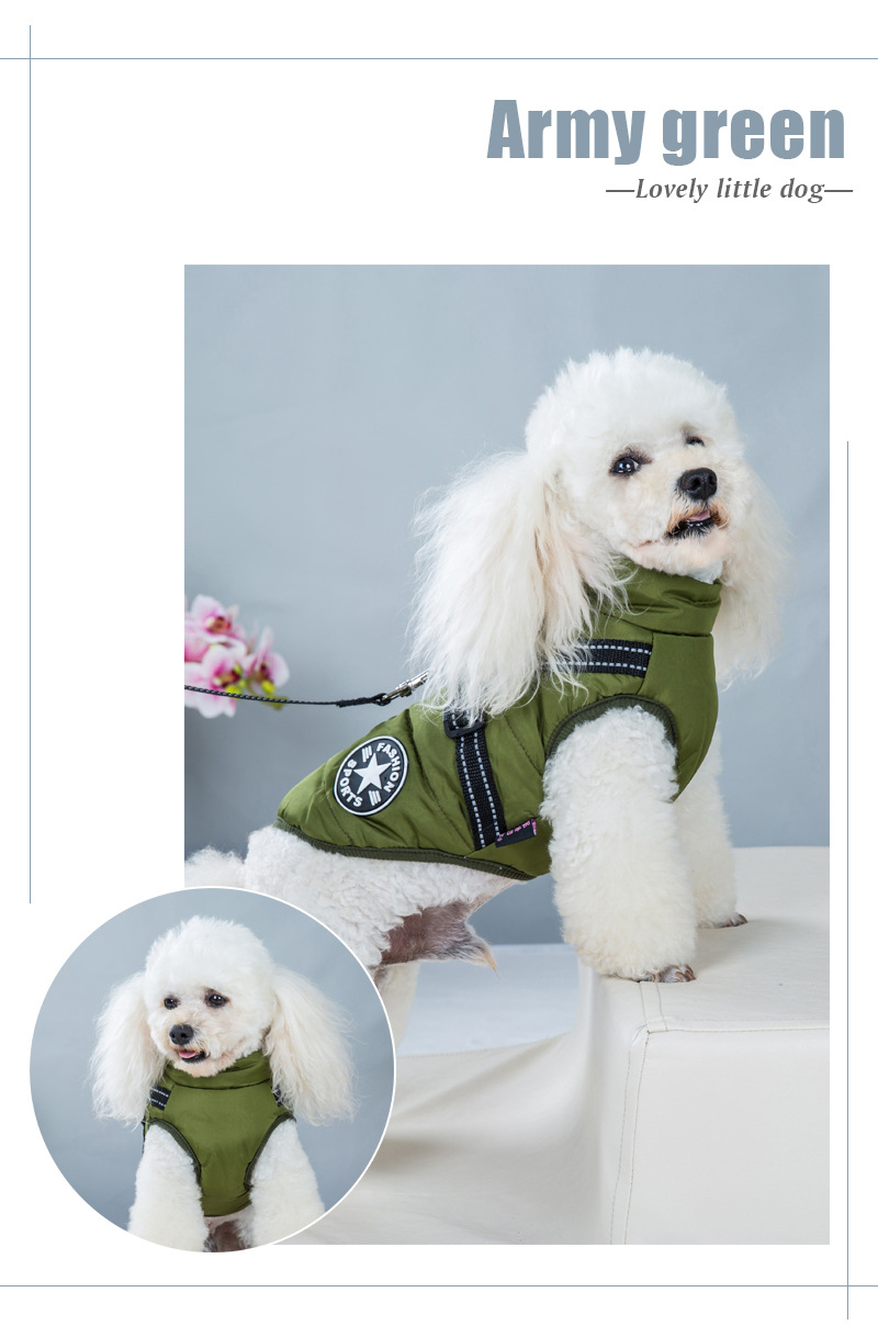Nueva llegada amazon cross border dog clothing pecho espalda una pieza chaleco de algodón pet cotton clothing winter clothing two feet cotton clothing pic 13