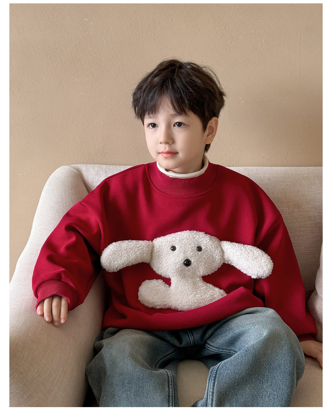 童酷2024儿童冬款湖州织里童装可爱宝宝上衣立体小狗加厚男童卫衣详情13