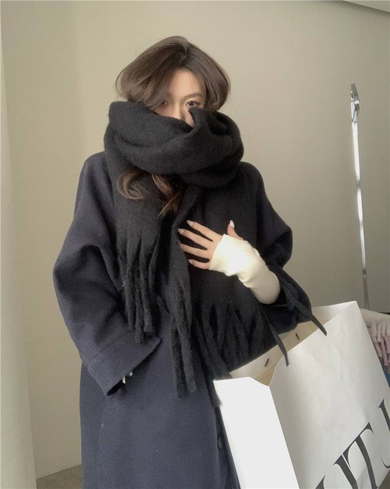 Solid color Korean-style thickened scarf for women 2022 new Korean-style winter scarf for men, versatile shawl scarf in pink pic 21