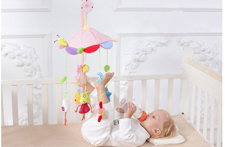 Baby pink frog bed bell music rotating music box bed hanging headboard decorative bed bell.73 pic 1