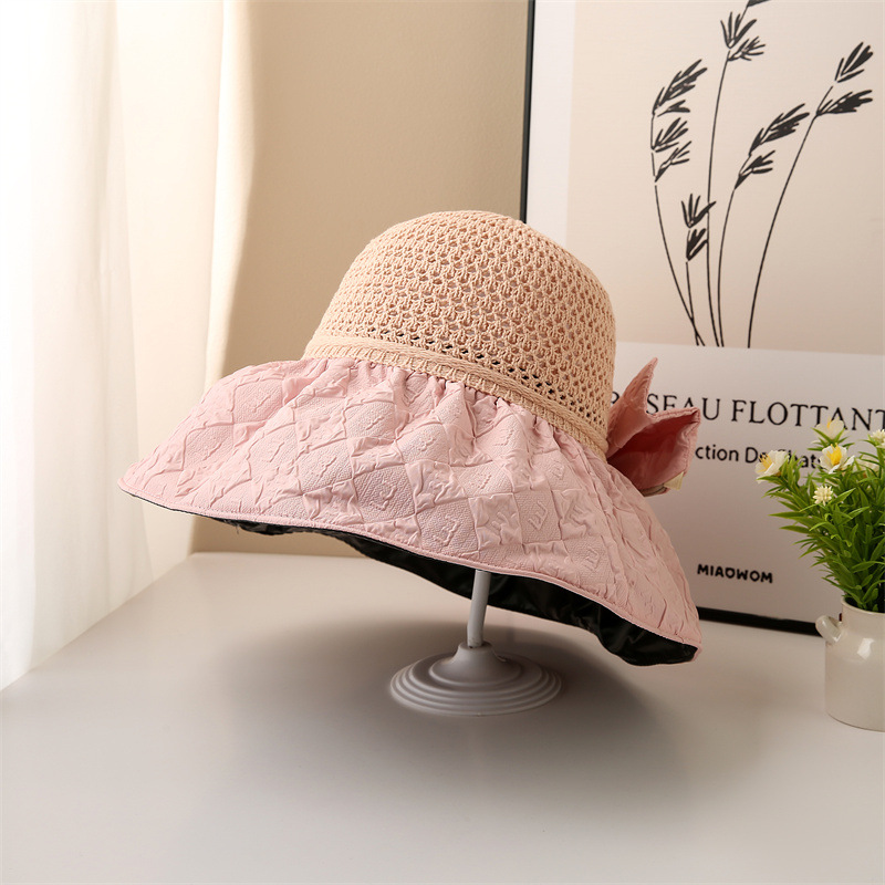夏季帽子黑胶大沿草帽透气防紫外线可折叠户外出行遮阳防晒帽详情7
