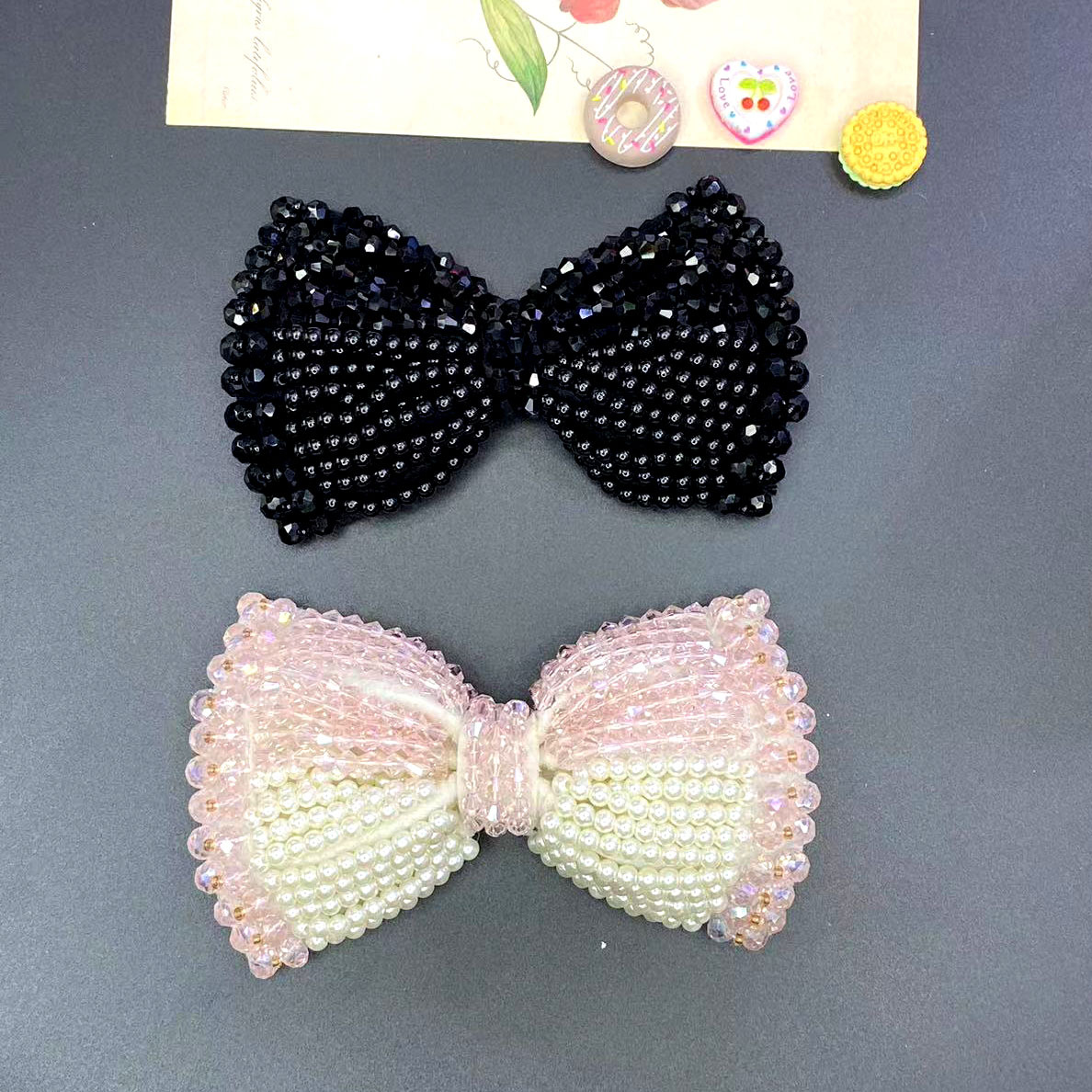 韩版水晶珍珠蝴蝶结发饰头饰鞋帽服饰手工串珠配件 厂家直销批发详情6