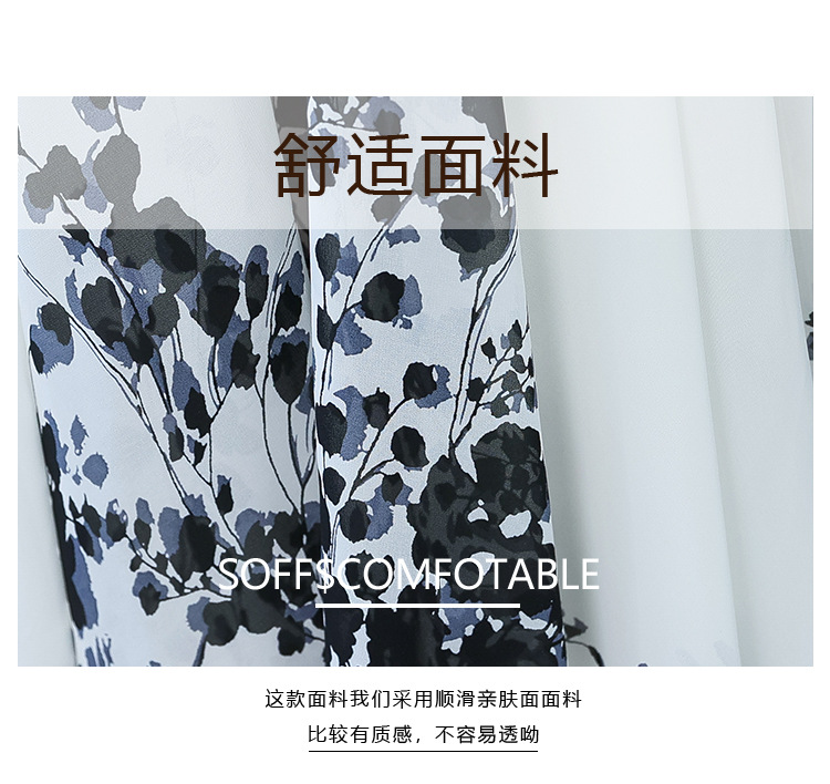 改良旗袍连衣裙女2022夏季新款时尚洋气削肩年轻款中国风水墨印花详情17