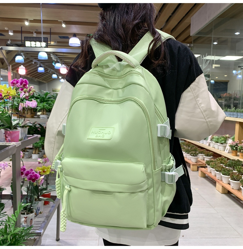 纯色休闲双肩包小学生女初高中书包简约时尚百搭大容量大学生背包详情15