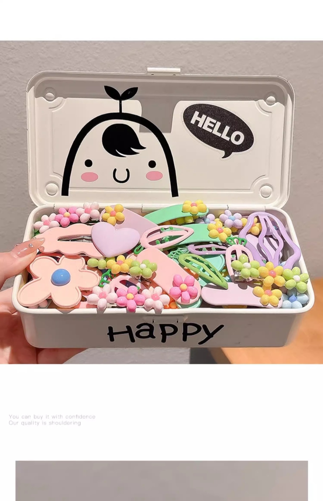 彩色花朵发夹边夹侧边刘海夹子可爱儿童宝宝头饰女童碎发bb夹发卡详情5