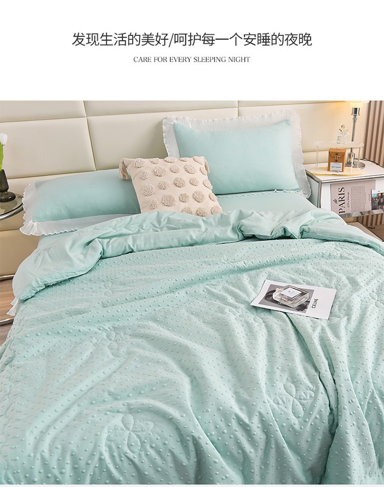 新款A类母婴级原棉华夫格夏被四件套凉豆豆空调被三件套直播爆款详情17