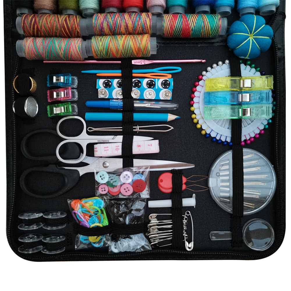 E-commerce 206-piece set of hand-stitched bag, black sewing bag, leather sewing bag, portable sewing set pic 6