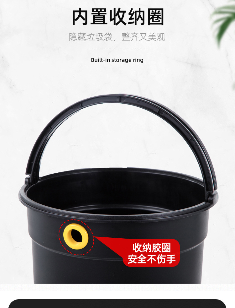 家尚嘉现代家用直投桶客厅酒店卧室创意分离不锈钢无盖圆形垃圾桶详情13