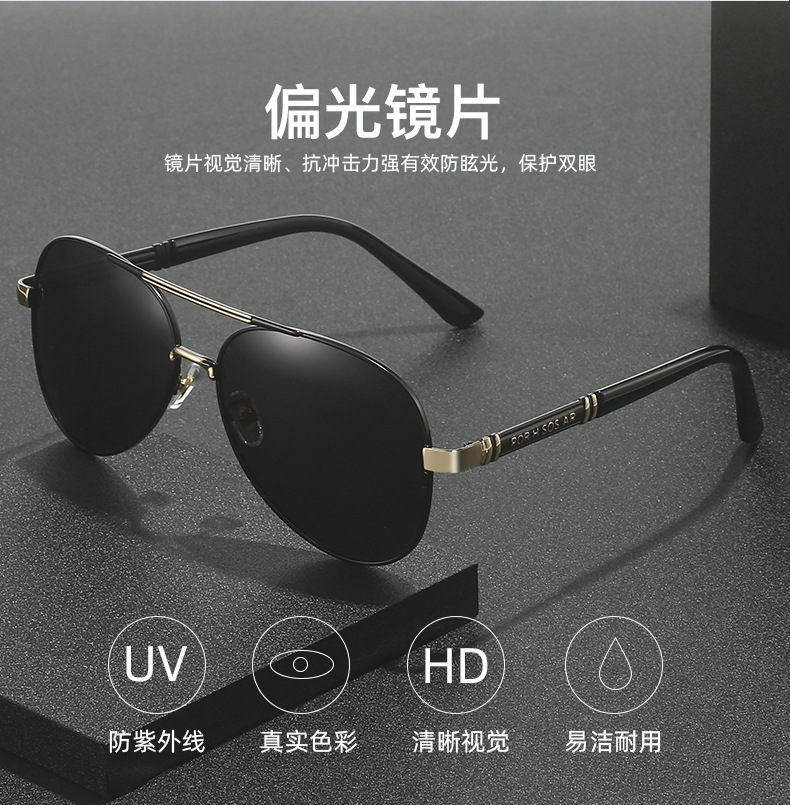 2024新款偏光太阳镜感光变色男士墨镜金属蛤蟆镜黑框眼镜厂家批发详情4