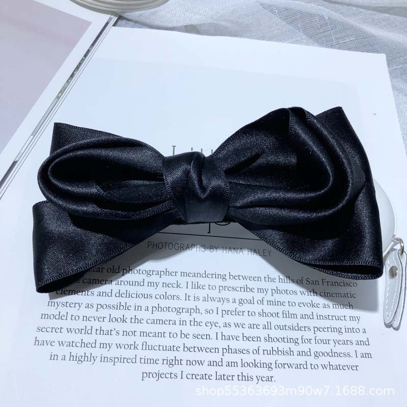 Japanese and Korean cotton ribbon solid-color bow top clip, sweet and versatile for girls, woven ribbon spring clip, ponytail clip, hair accessory and headwear pic 15