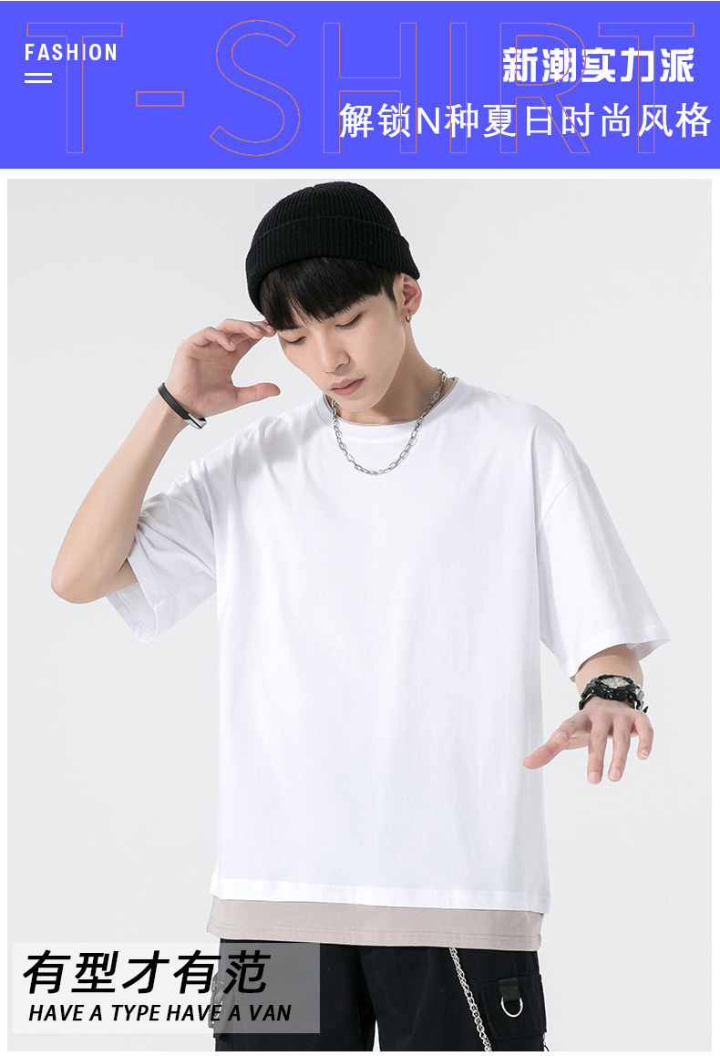 A new summer style American high street round-neck short-sleeved T-shirt for men with loose and simple printed half-sleeved top pic 1