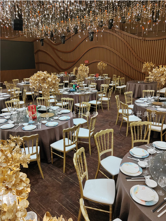Hangzhou Banquet Center dining tables and chairs Hotel theme wedding bamboo joint chairs, European-style wedding castle chairs, wedding banquet folding chairs pic 4