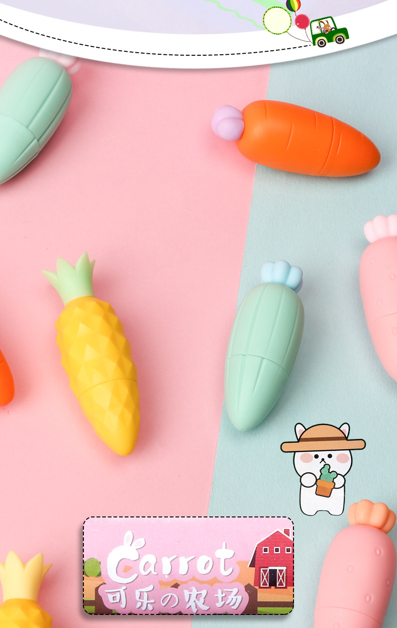 迷你胡萝卜荧光笔6色盒装卡通造型彩色记号笔可爱萌日系学生文具详情12