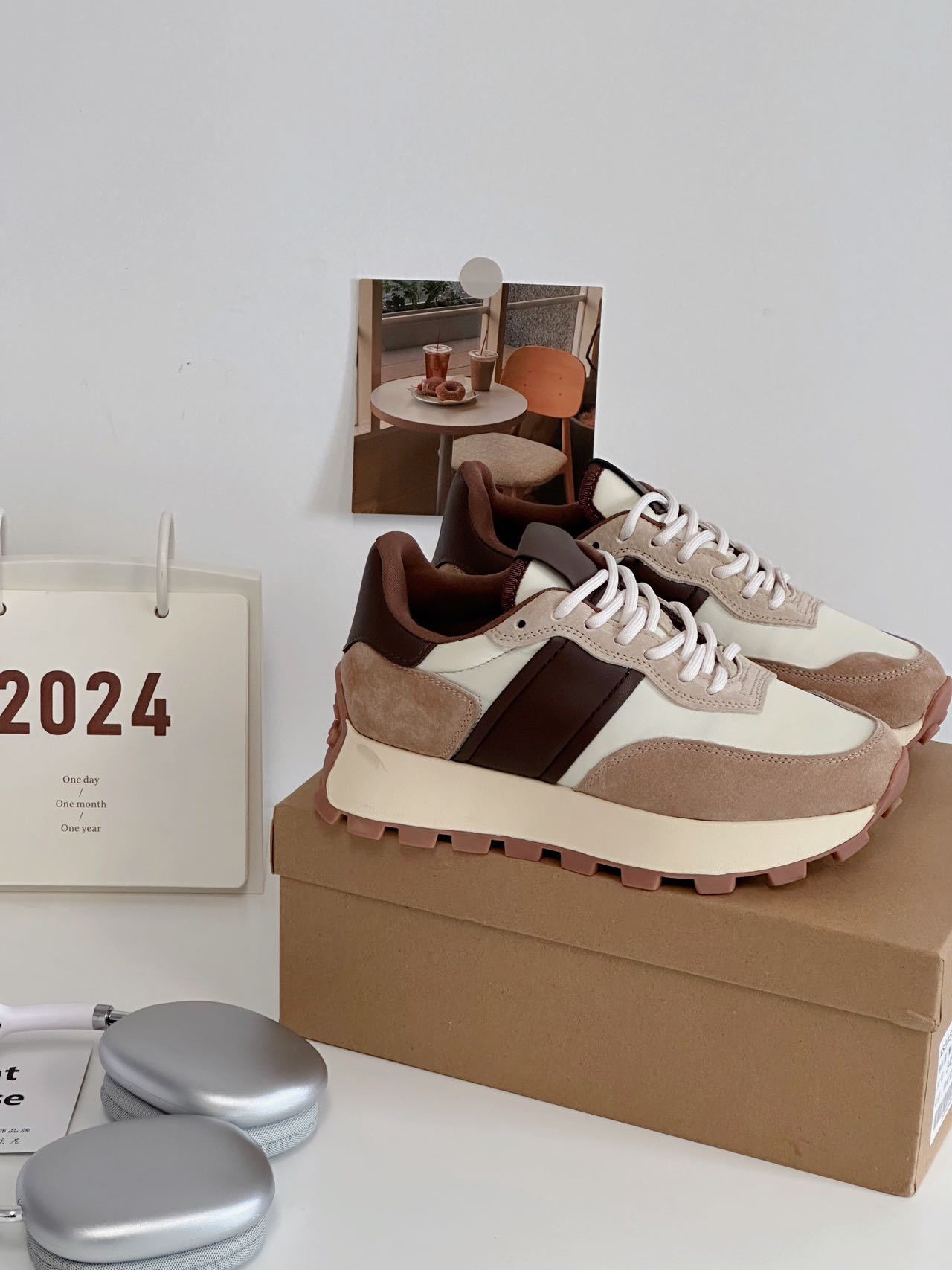 欧洲站2024春季新款时尚休闲百搭真皮复古厚底拼色系带运动鞋详情28