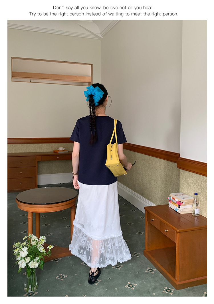Aisili 2025 Spring Korean ballet-style lace bow design Versatile short-sleeved T-shirt for women 13316 pic 30