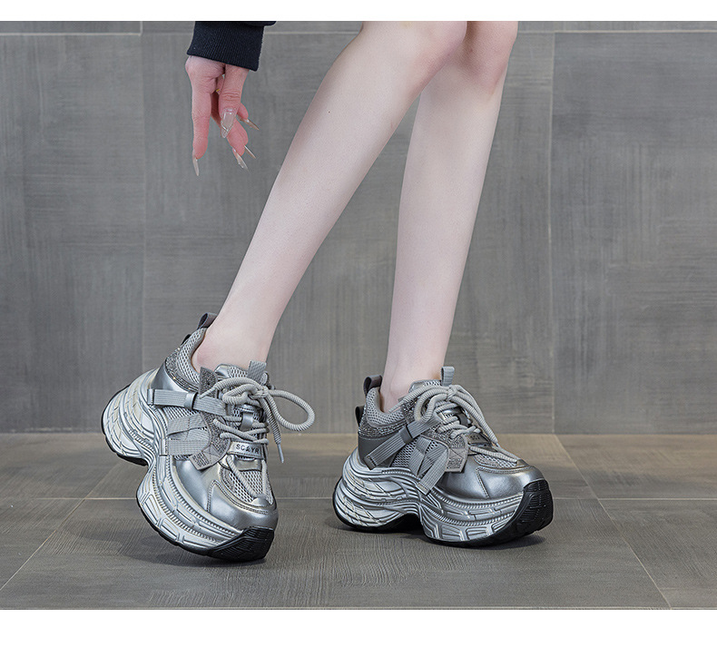 厚底网红时尚老爹鞋女2025新款休闲百搭内增高轻便小个子运动潮鞋详情25